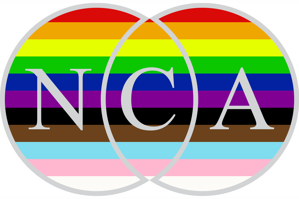 NCA Iogo with rainbow background