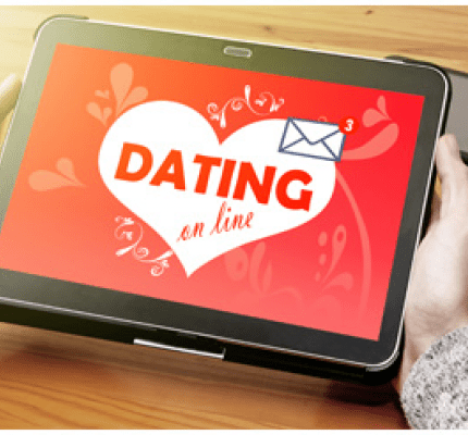Person using a dating app on tablet