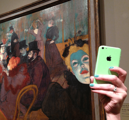 Selfie in front of artwork