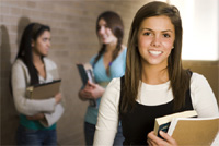 Photo - Teenage Girls Talking in School Hallway