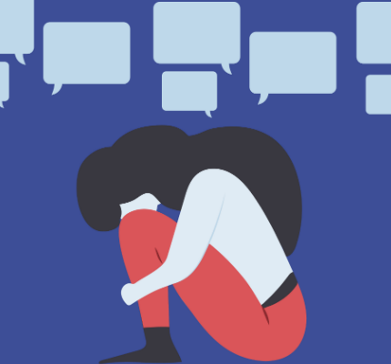 Girl with talk bubbles