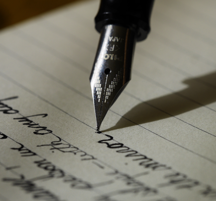 Fountain pen writing on paper